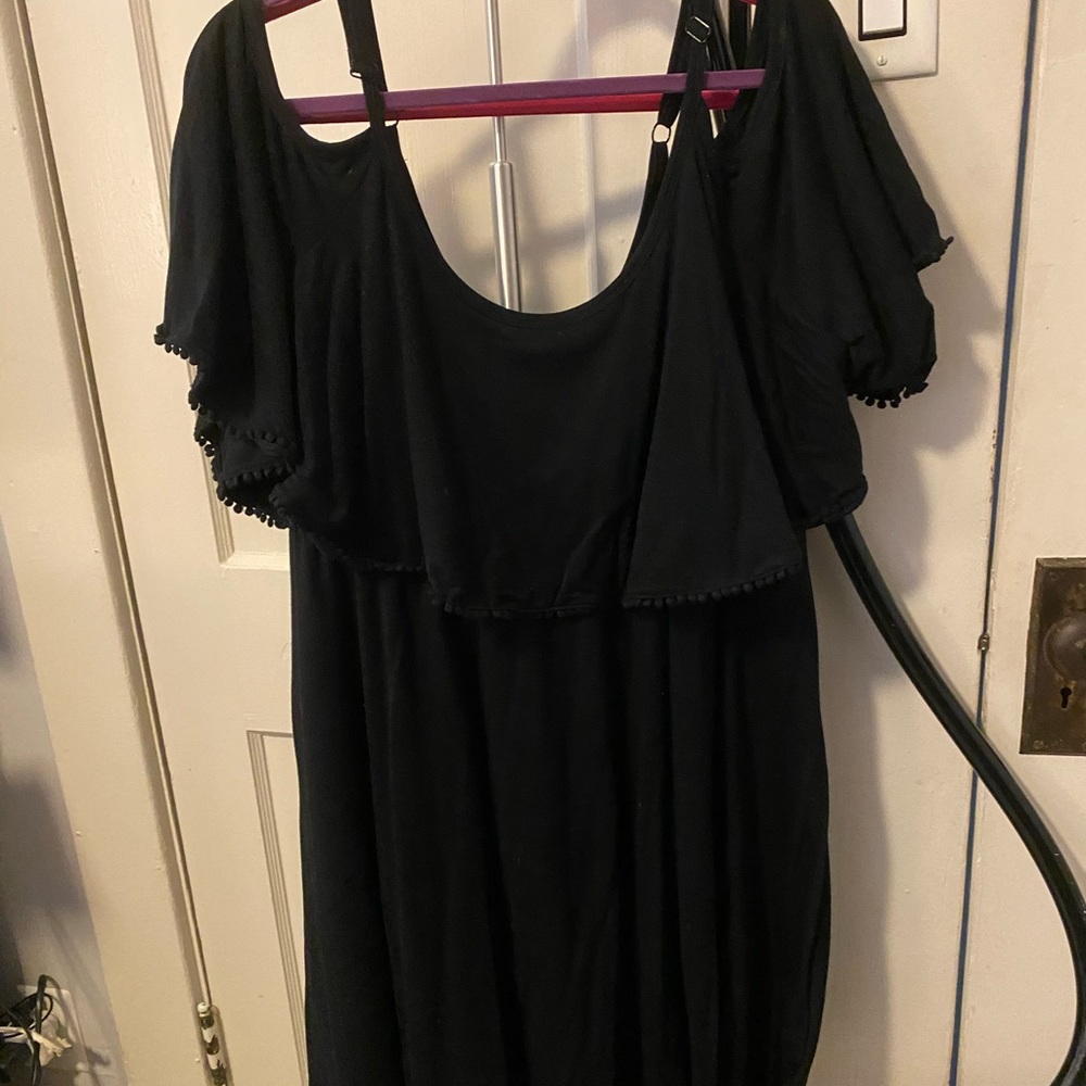 Torrid black dress with little pom pom details
